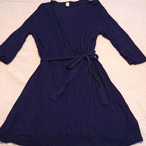 Old Navy knee length navy blue wrap dress